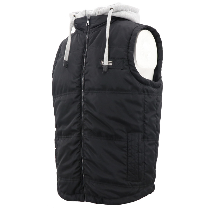 Wholesale Parka Shirt Outdoor Hooded Polar Fleece Winter Sleeveless Down Black Jacket with Hood Quilted Down Puffer Moto Vest for Men