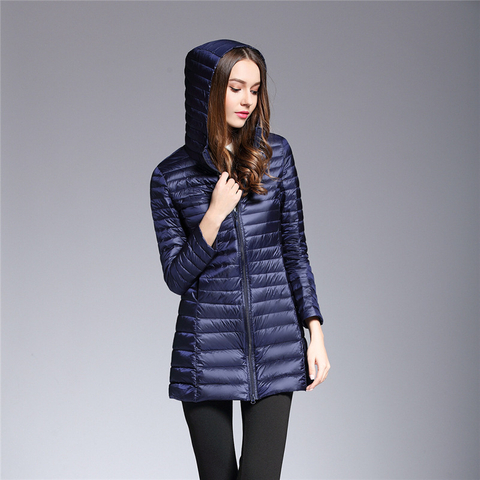 OEM Plus Size Light Casual Woven Women Down Coat Ladies Winter Hooded Puffy Jackets