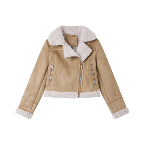 Women's jacket, winter coat, suede combined with fur