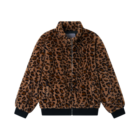 Women's fur leopard jacket, winter coat, fashionable jacket