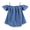 Wholesale Designer Korean Style Trending OEM Elegant Summer Party Wear Boutique Denim Blue Dress Kids T Shirt Clothing Clothes for Baby Toddler Child Girls