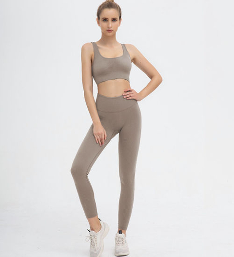 Women High Waist Sportswear Custom Fitness Sports Bra Gym Activewear Clothes Athletic Vest Sexy Spandex Yoga Tshirt Bodysuit Two Piece Tracksuit OEM Gym Set