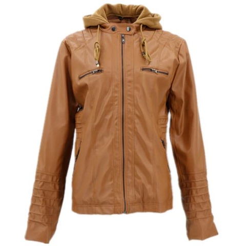 Ladies Hooded Riding Korean Quilted Leather Fashion Wholesales Custom Leather Jacket Zippers