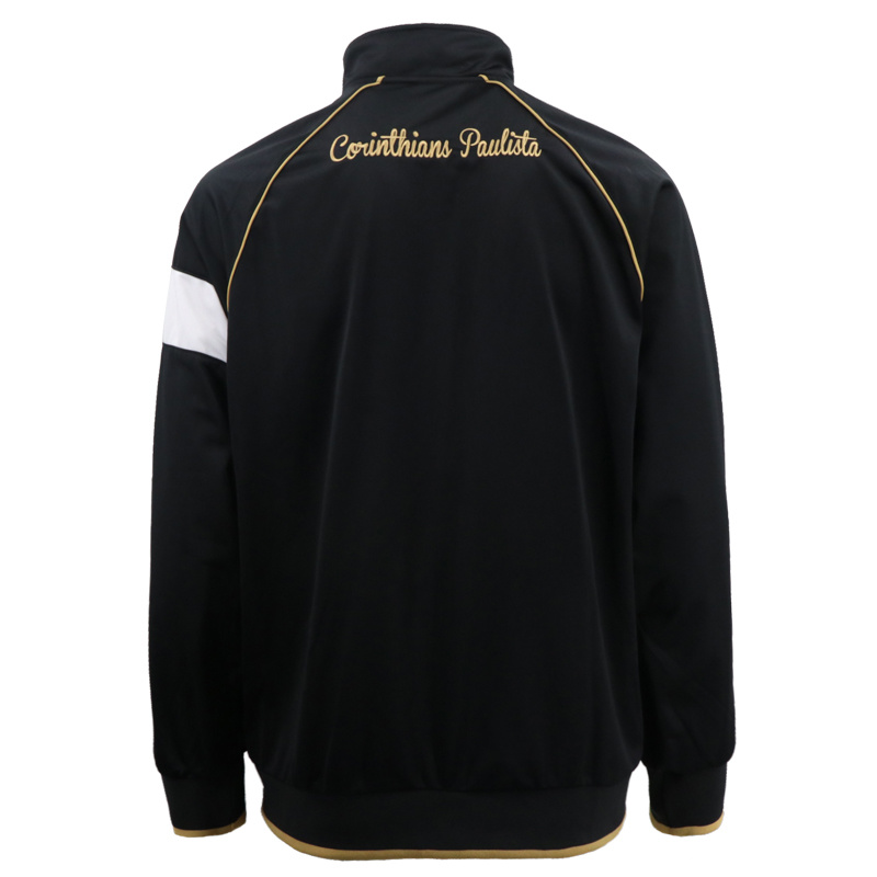 Street Wear Trench Bomber Sport Gold Stripes Print New Coat Designs Stylish Winter Fashion Corinthians Patchwork Parka Zip Jacket for Men Black Sportswear