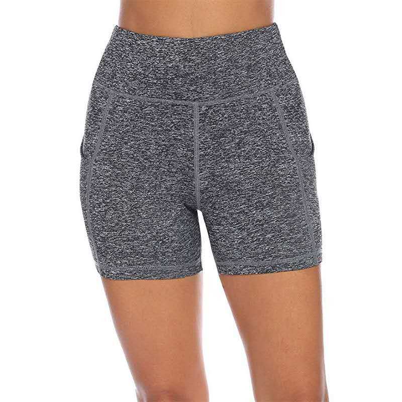 Women Spandex Running Yoga Shorts with Pocket Fashion Legging High Waist Tracksuit Shorts
