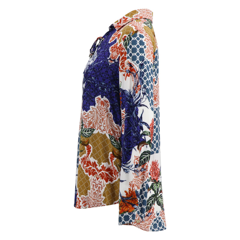 China Ladies Fashion Korean Polo Summer Button up Long Sleeve Chiffon Custom Blouse Printing