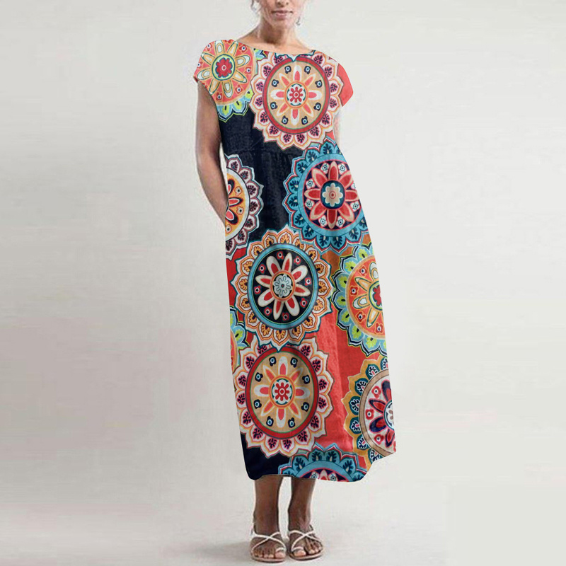 African Casual Chiffon Woman Knit Apparel Clothing Sexy Fashion Plus Size Blazer Beach Bohemian Dress for Ladies Summer Manufacturers