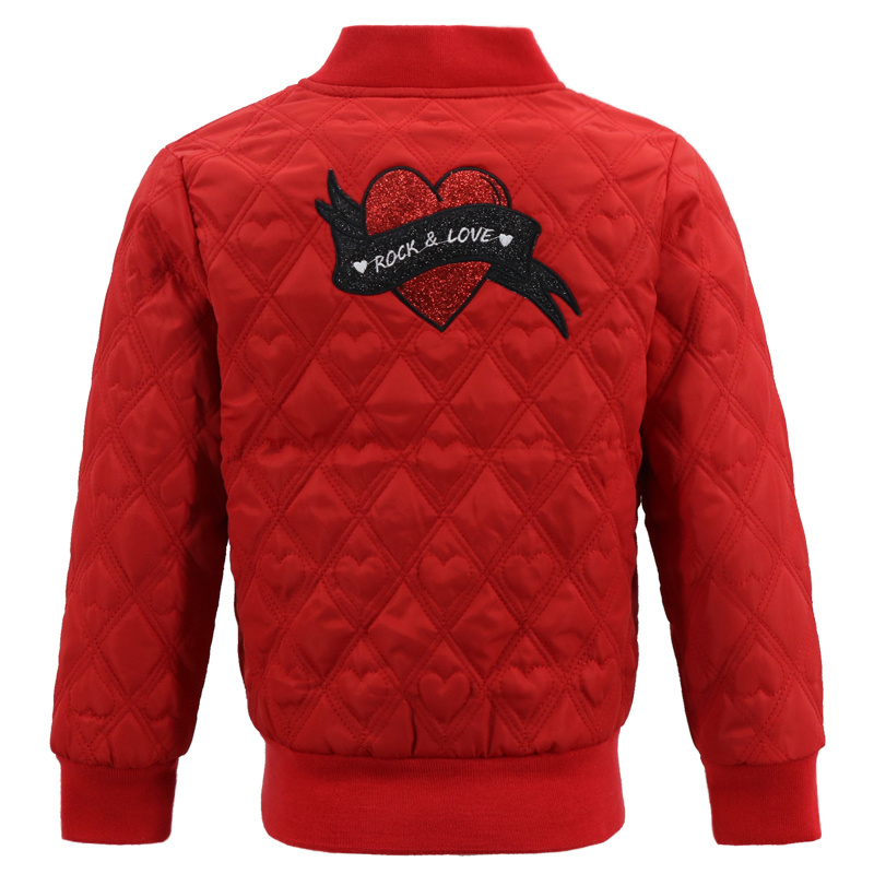 Kids Winter Dress Cotton Wholesale Children Party Dresses Girls Flower Red Bomber Jacket
