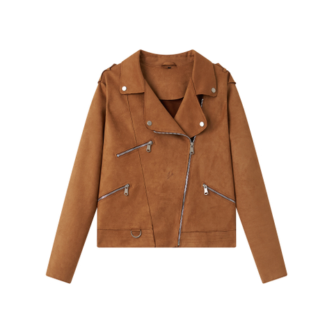 Women's suede jacket, winter coat, fashionable jacket