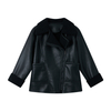 Women's PU combined with FUR jacket, winter coat, fashionable jacket