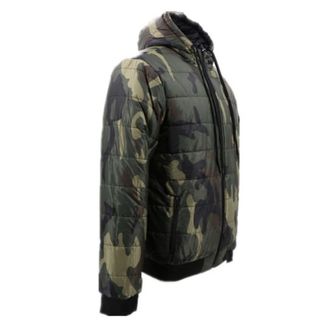 With High Quality Winter Warm Heavy Nylon Puffer Bubble Reversible Camo Ultra Light Weight Quilted Cotton Padded Padding Down Coats Parka Hooded Jacket For Men