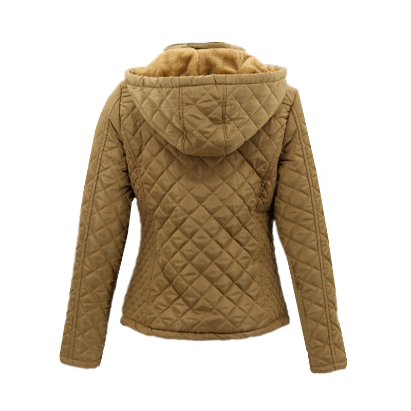 Custom Track with Faux Fur Hood Winter Padded Brown Down Women Jacket