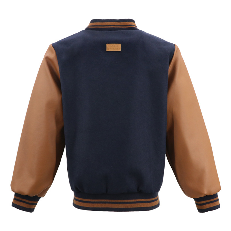 Latest Design Fashion Fancy Custom Ecofriendly Autumn Bomber Fashion Patchwork Quilted PU Leather Genuine Jacket for Baby Kids Children Boy