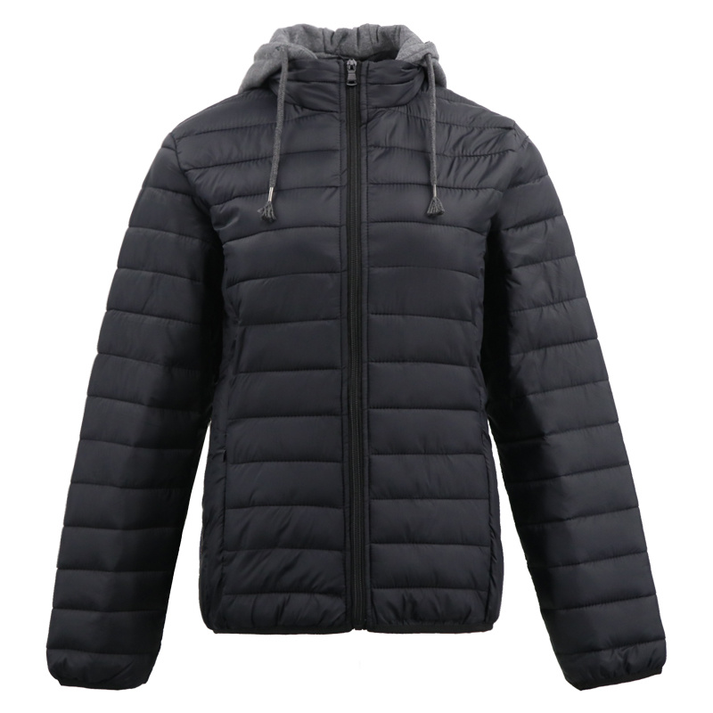 Women Jacket Winter Long Down Waterproof Ski Black Color with Hoodie Padding Jacket