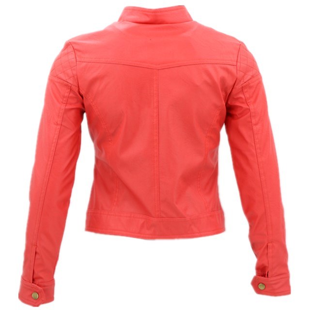 Latest Design Leather Sexy Red Winter Artiticial Fancy Motorcycle Fine Women Jacket