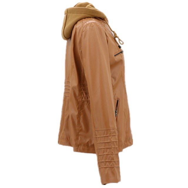 Ladies Hooded Riding Korean Quilted Leather Fashion Wholesales Custom Leather Jacket Zippers