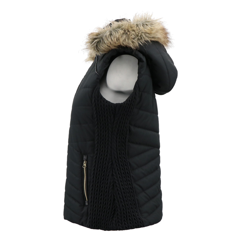 Ladies Quilted Custom Padded Vest Woman Waistcoat Fashion Fur Hoodie Vest Jacket
