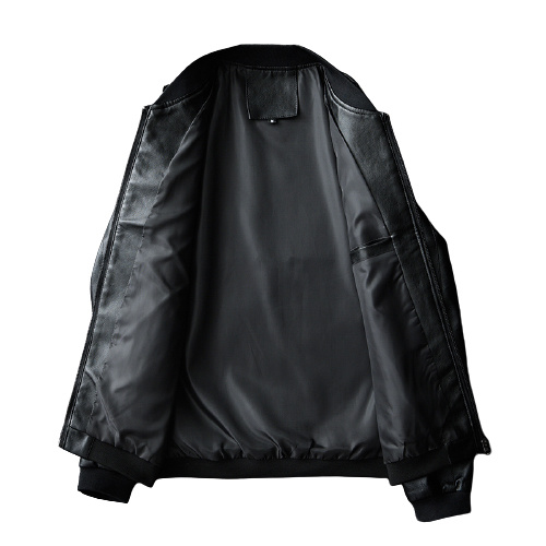 New Fashion Spring Autumn Mens Oversized PU Leather Jacket for Men Bomber Black