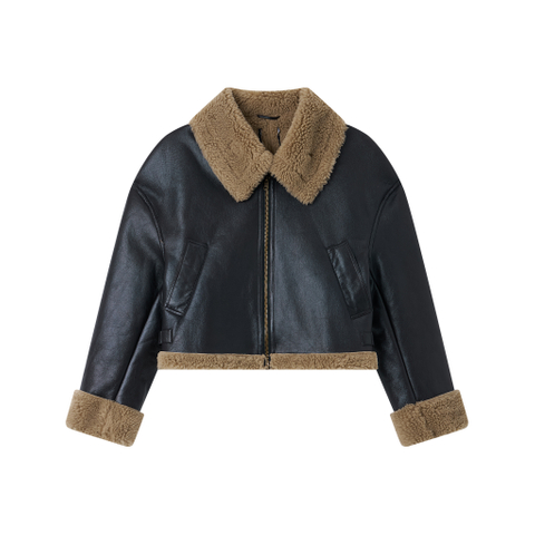 Women's PU combined Fur jacket, winter coat, fashionable jacket