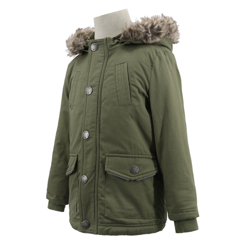 Bulk Fashion Trendy Eco Friendly with Faux Fur Parka Jacket Long Coat for Big Teenager Baby Boy Girl Kids Children Clothing Distributors