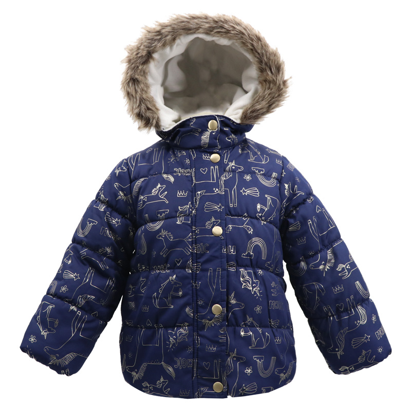 Designer Brand with Faux Fur Ski Winter Warm Waterproof Down Bubble Puffer Hooded Clothing Coat Jacket for Baby Children's Kids Girl