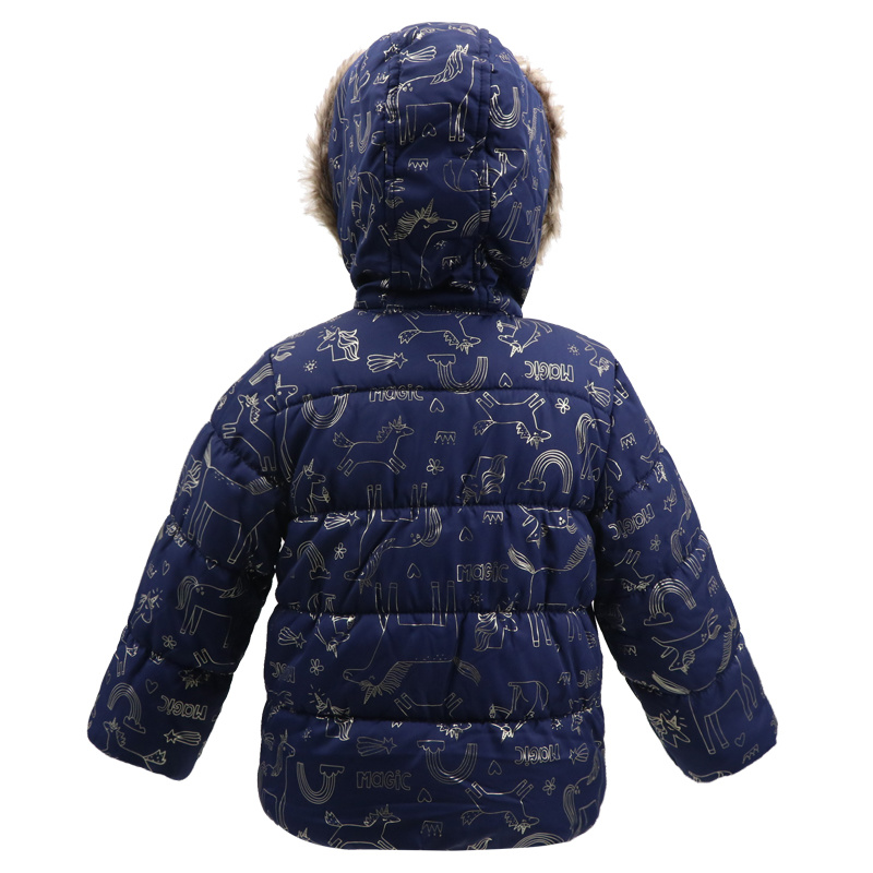 Designer Brand with Faux Fur Ski Winter Warm Waterproof Down Bubble Puffer Hooded Clothing Coat Jacket for Baby Children's Kids Girl