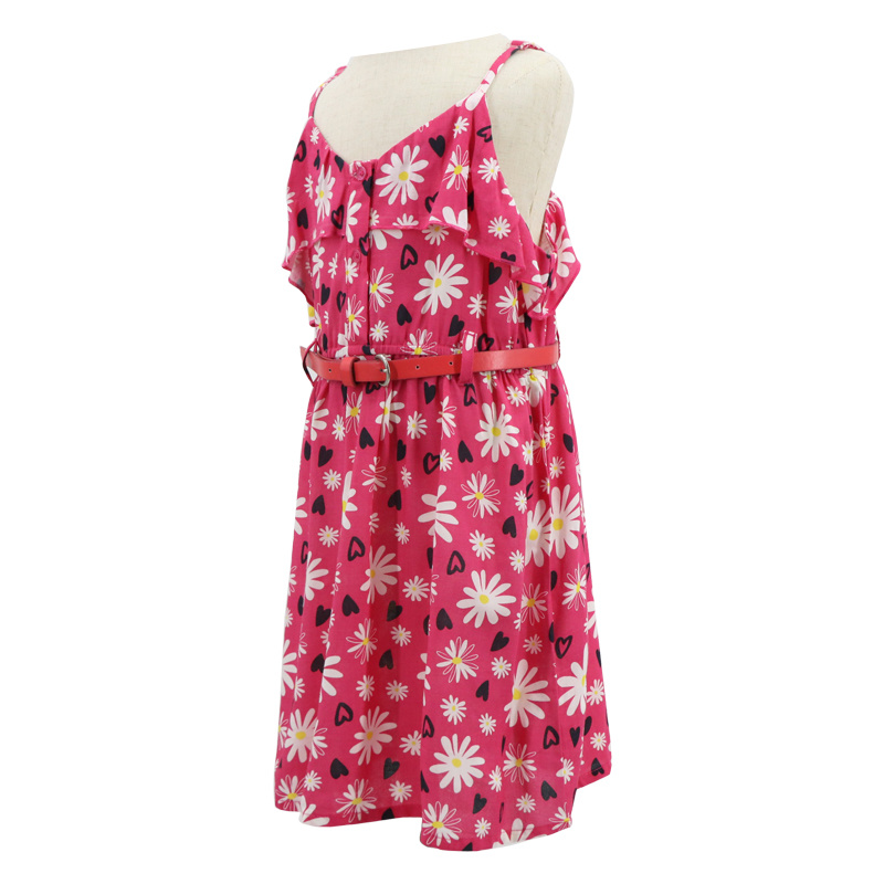 Cheapest Clothes Apparel Casual Summer Sleeveless Dresses Sexy Princess Pink Sunflower Floral Print Mini Sexy Frock Slip Tank Top Dress for Girls Children Kids