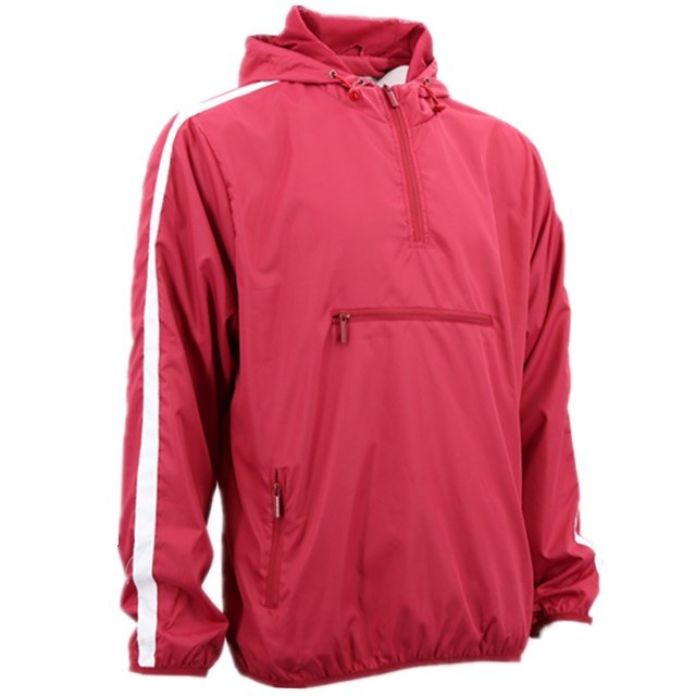 Red Blank New Stylish Cool Light Softshell Price Thin Woven Windcheater Half Zipper Pullover Hoodie Jacket Waterproof Outerwear Hip Hop for Men and Women