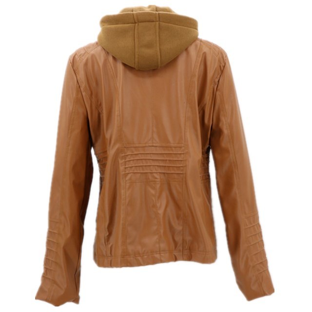 Ladies Hooded Riding Korean Quilted Leather Fashion Wholesales Custom Leather Jacket Zippers