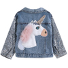 Unicorn Jean Jacket for Girls Kids & Toddler with Sparkly Sleeve Girls' Fall Outfit Denim Jackets Outerwear