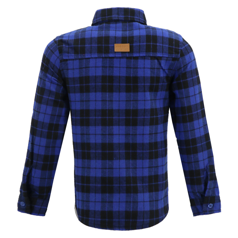 Children Yarn-Dye Fashion Polo Casual Shirt Top Blouse Emvroidery for Boy