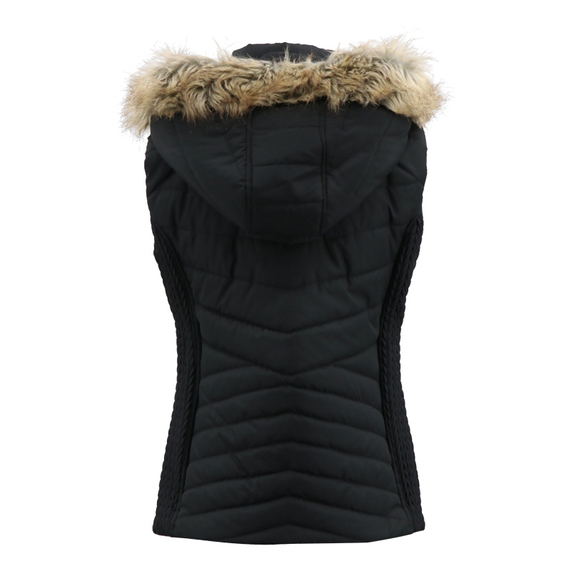 Ladies Quilted Custom Padded Vest Woman Waistcoat Fashion Fur Hoodie Vest Jacket