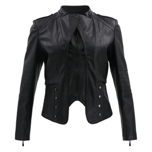 Women Winter Clothes for Leather Jacket Sample Winter Fashion Coat Black Waist Leather Jacket