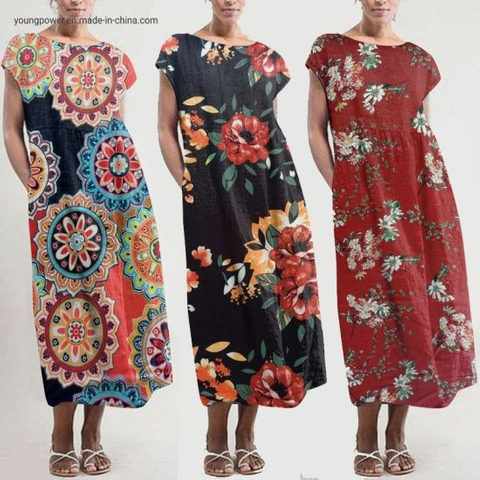 African Casual Chiffon Woman Knit Apparel Clothing Sexy Fashion Plus Size Blazer Beach Bohemian Dress for Ladies Summer Manufacturers