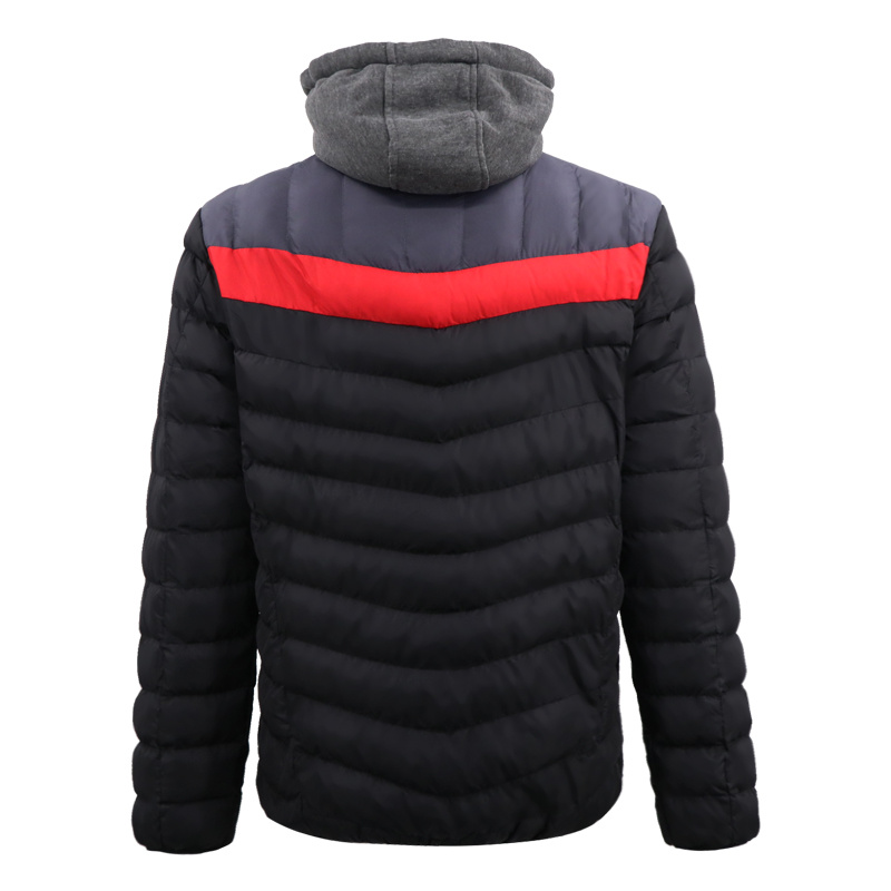 Factory Black Winter Jacke Mens Motorbike Zip up Fleece Hoodie Long Padding Jacket