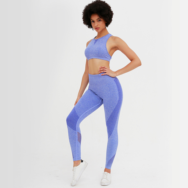 High Waist Sport Wear Yoga Pants Workout Vest Activewear Body Suit Wholesale Fitness Tracksuit for Women Polyester Spandex Wear Gym Apparel Bra Set