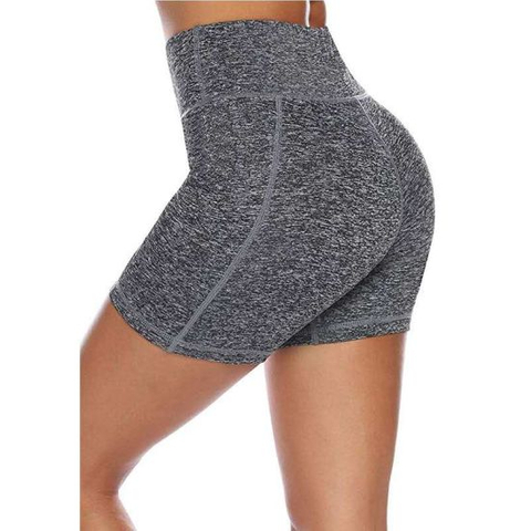 Women Spandex Running Yoga Shorts with Pocket Fashion Legging High Waist Tracksuit Shorts