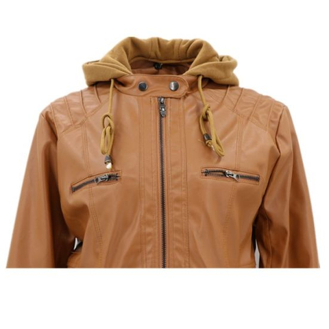 Ladies Hooded Riding Korean Quilted Leather Fashion Wholesales Custom Leather Jacket Zippers