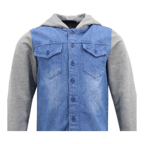 Boys Denim Designs Bohemian Top Casual Children Cotton Long Sleeve with Hooded Shirt