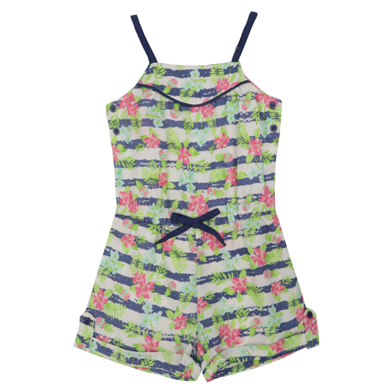 Wholesale Custom Designer Printed Fashion Basic Plain Rib Toddler Clothes Cotton Sleeveless Elegant Beach Rompers Jumpsuit for Girls Kids Newborn Baby