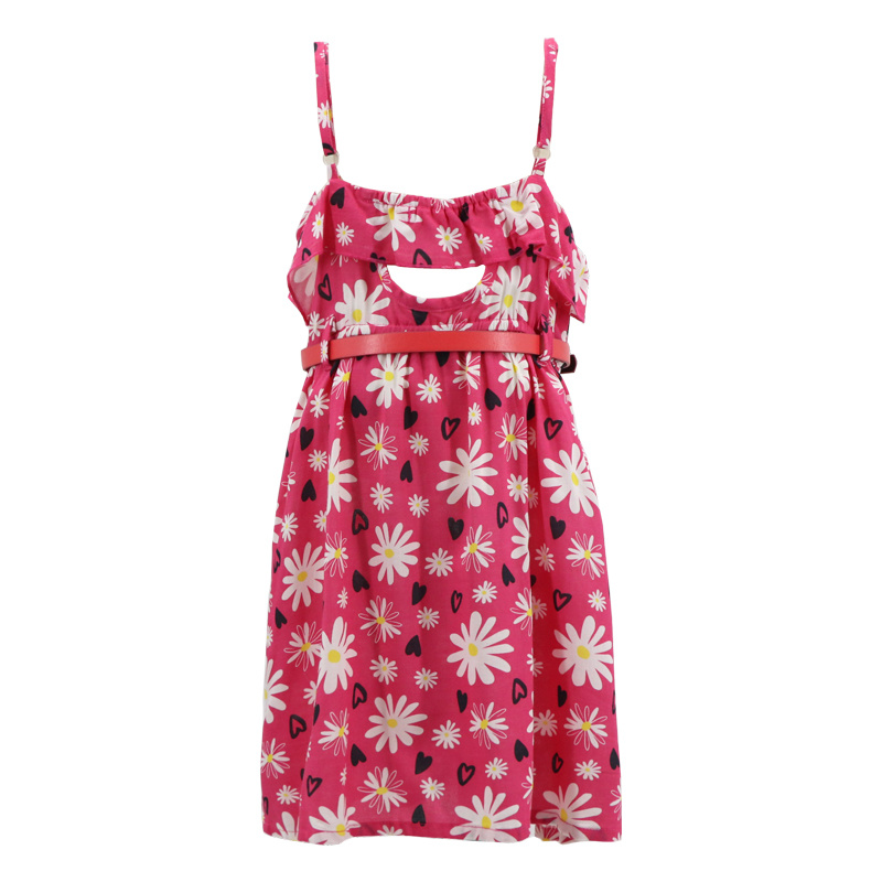 Cheapest Clothes Apparel Casual Summer Sleeveless Dresses Sexy Princess Pink Sunflower Floral Print Mini Sexy Frock Slip Tank Top Dress for Girls Children Kids