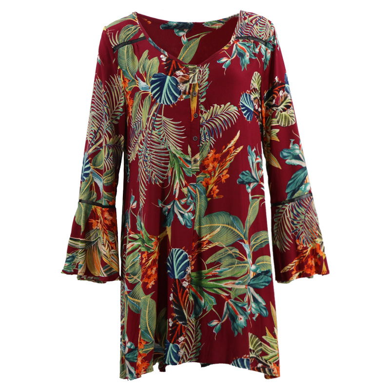 Wholesale Women Blouse Long Sleeve Fashion Sexy Red Dresses Shirt Female Casual Blouse Designs