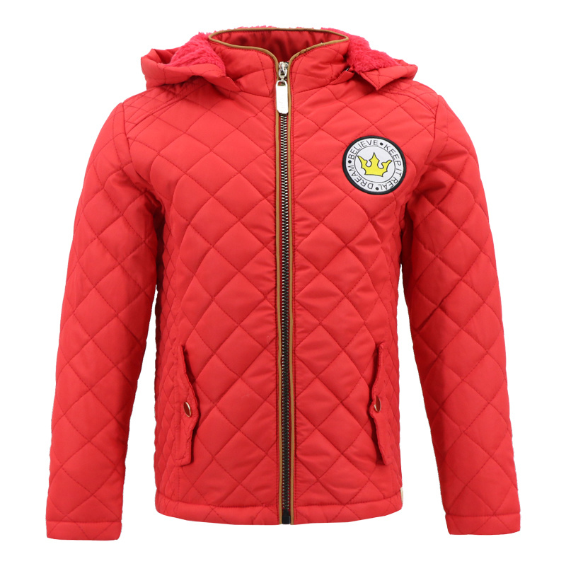 Girls Short Coat Model Activewear Patchwork Hood Red Tracksuit Jacket
