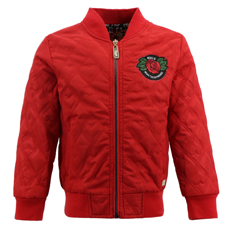 Kids Winter Dress Cotton Wholesale Children Party Dresses Girls Flower Red Bomber Jacket