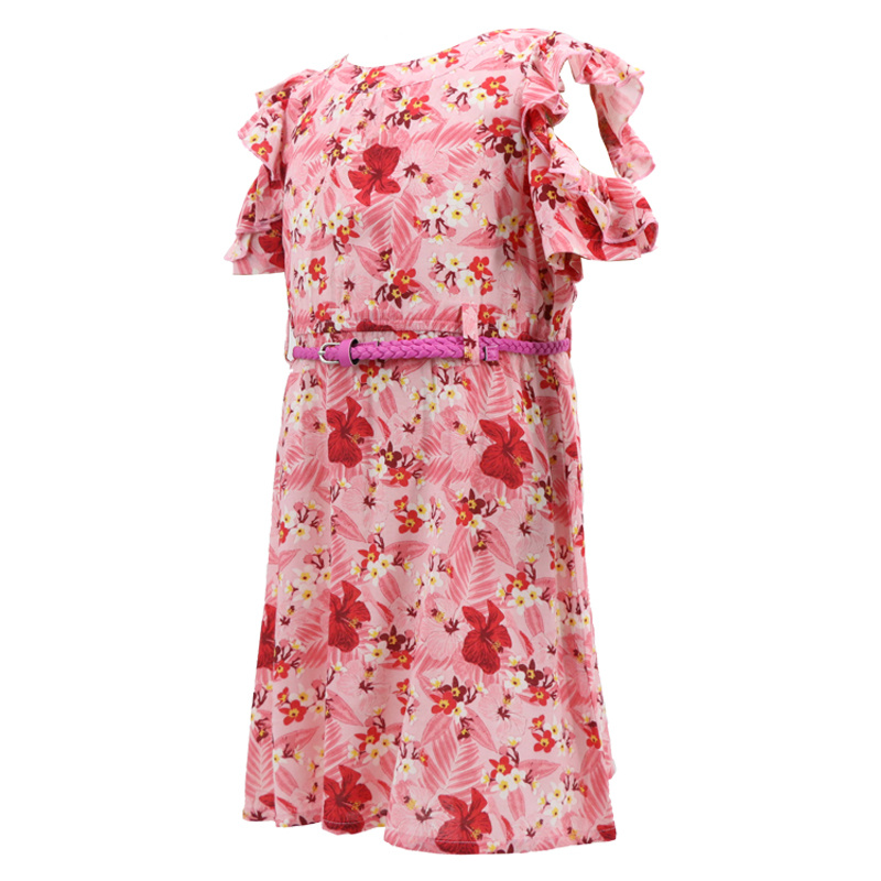 Wholesale Stylish Online Shopping African Flower Print Korean Summer Clothes Wears Dresses Beautiful Model Princess Birthday Party Dress for Baby Kids Girls